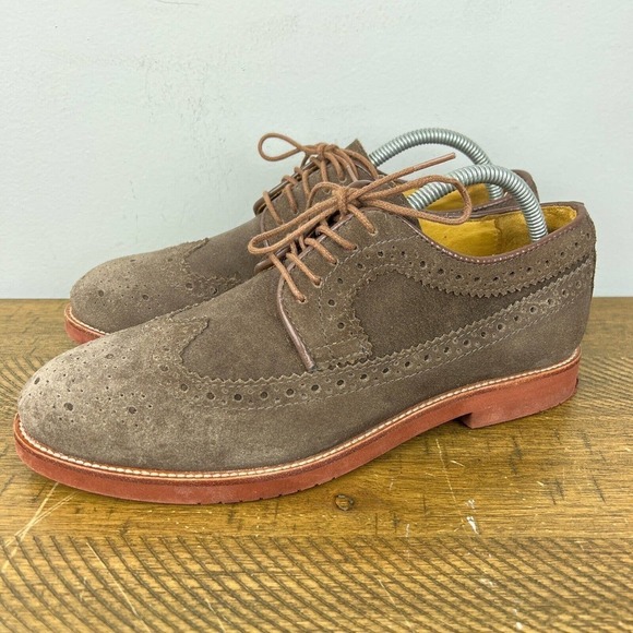 Mercanti Fiorentini Shoes Mens 8.5 Brown Suede Leather Wing Tip Oxford Relax - Picture 3 of 13
